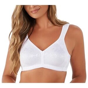 NWT Breezies Wild Rose Seamless Wirefree Support Bra WHITE 36C